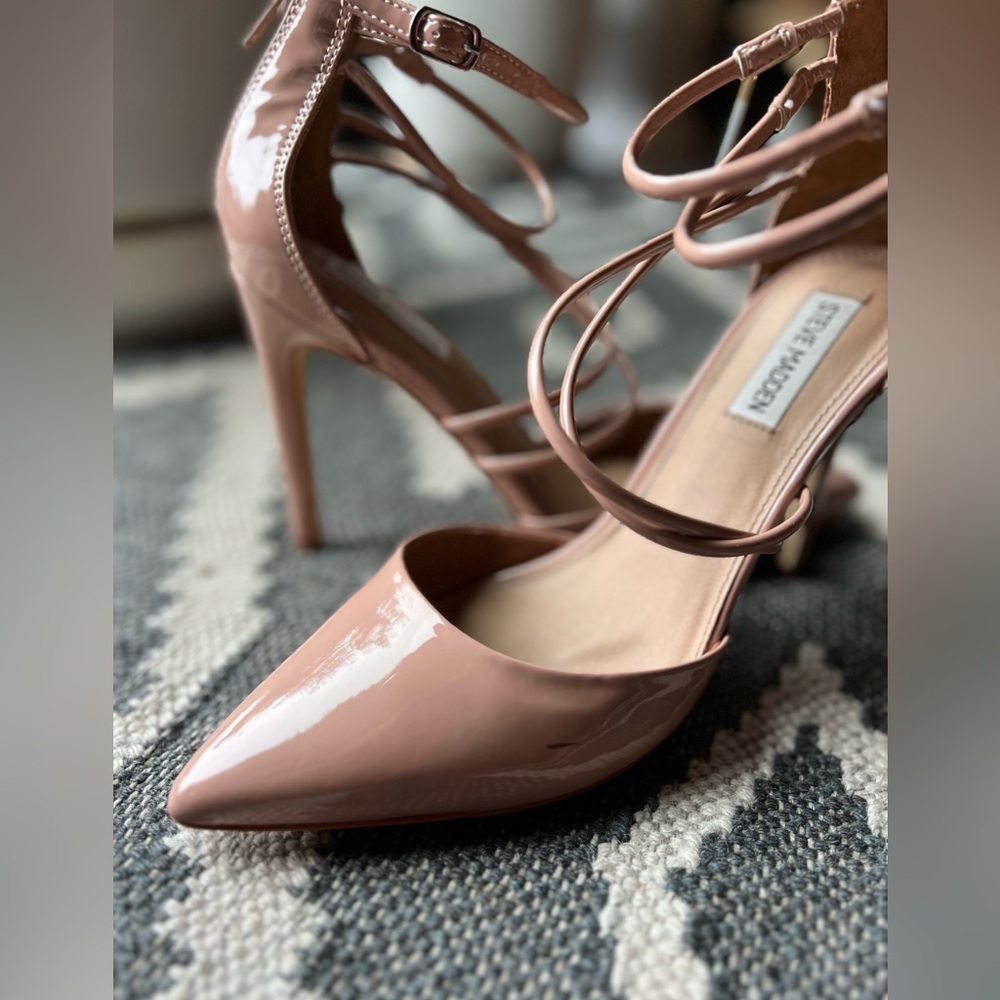 𝗦𝗧𝗘𝗩𝗘 𝗠A𝗗𝗗𝗘𝗡 Nude Strappy Heels Size 9 - Picture 5 of 11